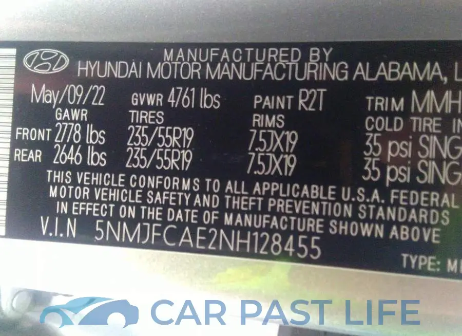 5NMJFCAE2NH128455# 9
