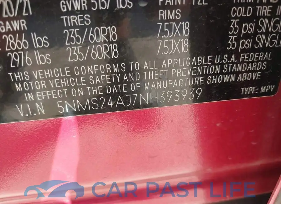 5NMS24AJ7NH393939# 9