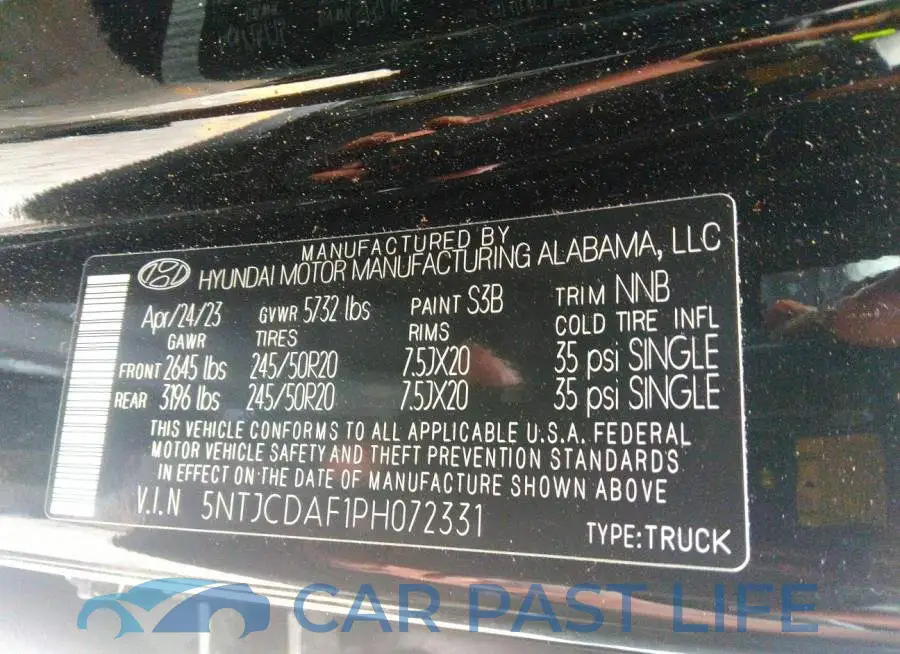 5NTJCDAF1PH072331# 9