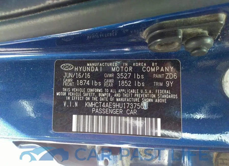 KMHCT4AE9HU173750# 9
