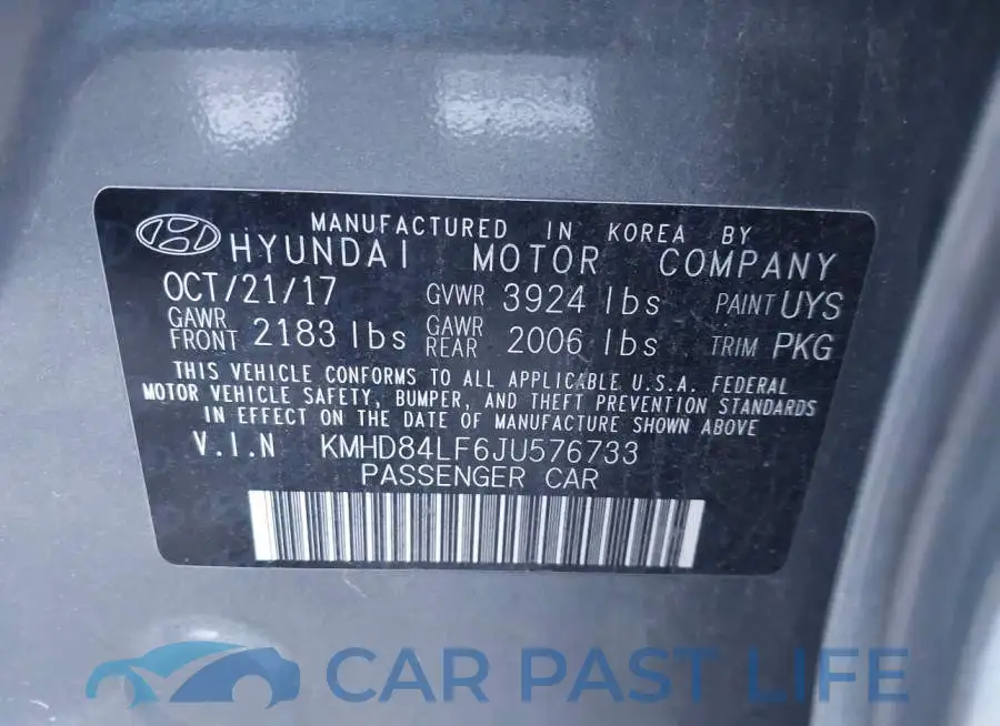 KMHD84LF6JU576733# 9