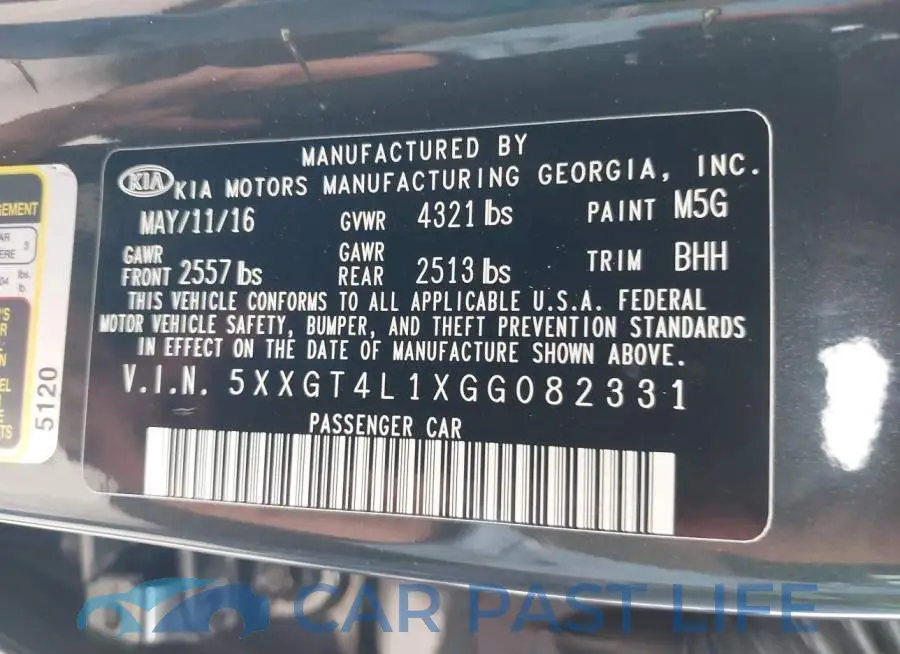 5XXGT4L1XGG082331# 9