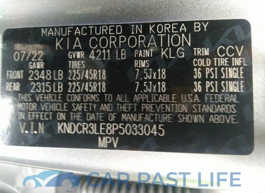 KNDCR3LE8P5033045# 9