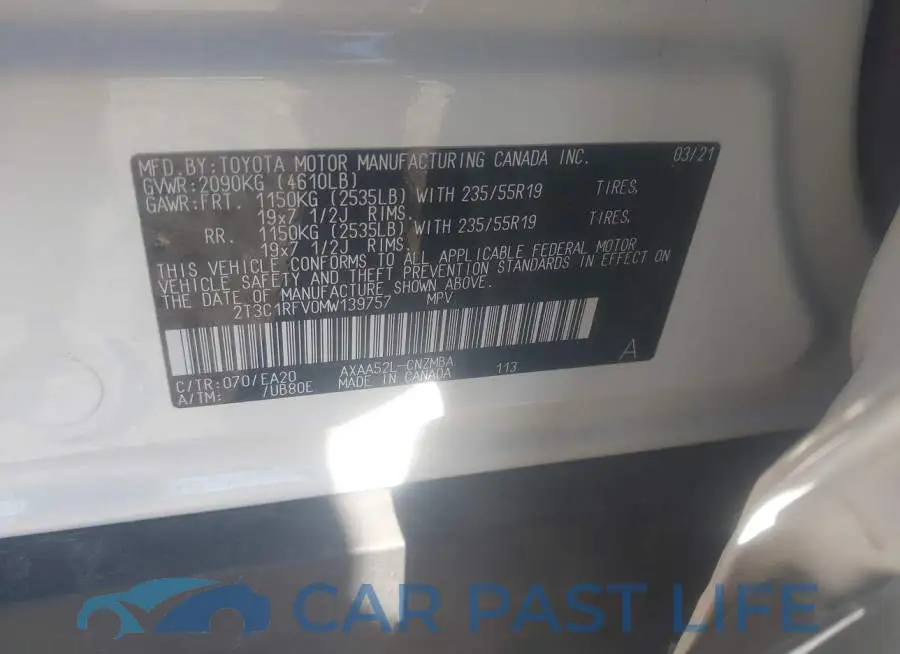 2T3C1RFV0MW139757# 9