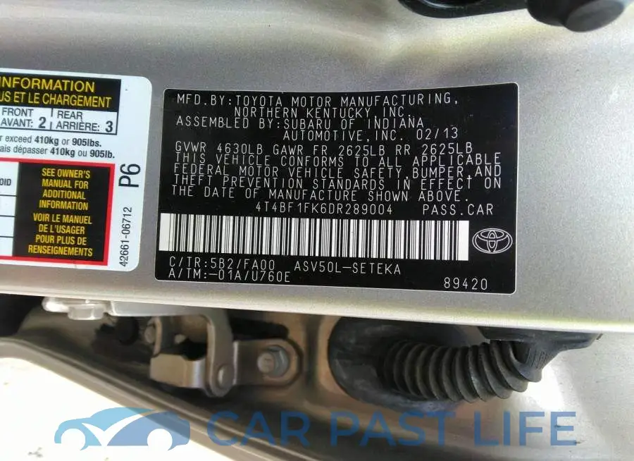 4T4BF1FK6DR289004# 9