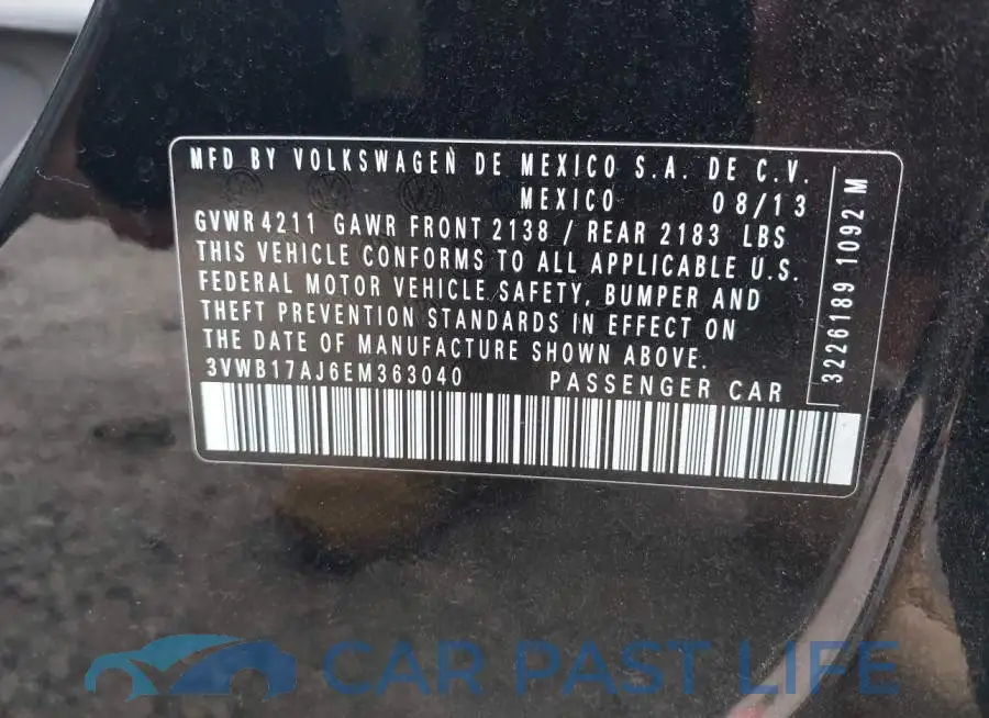 3VWB17AJ6EM363040# 9