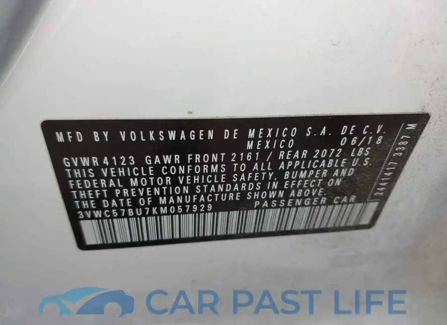3VWC57BU7KM057929# 9
