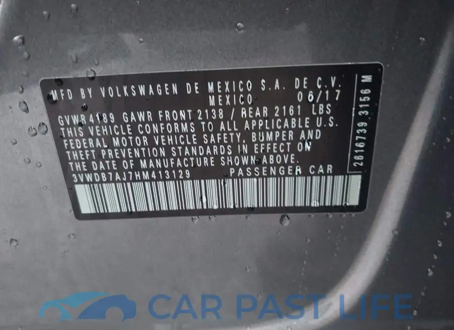 3VWDB7AJ7HM413129# 9
