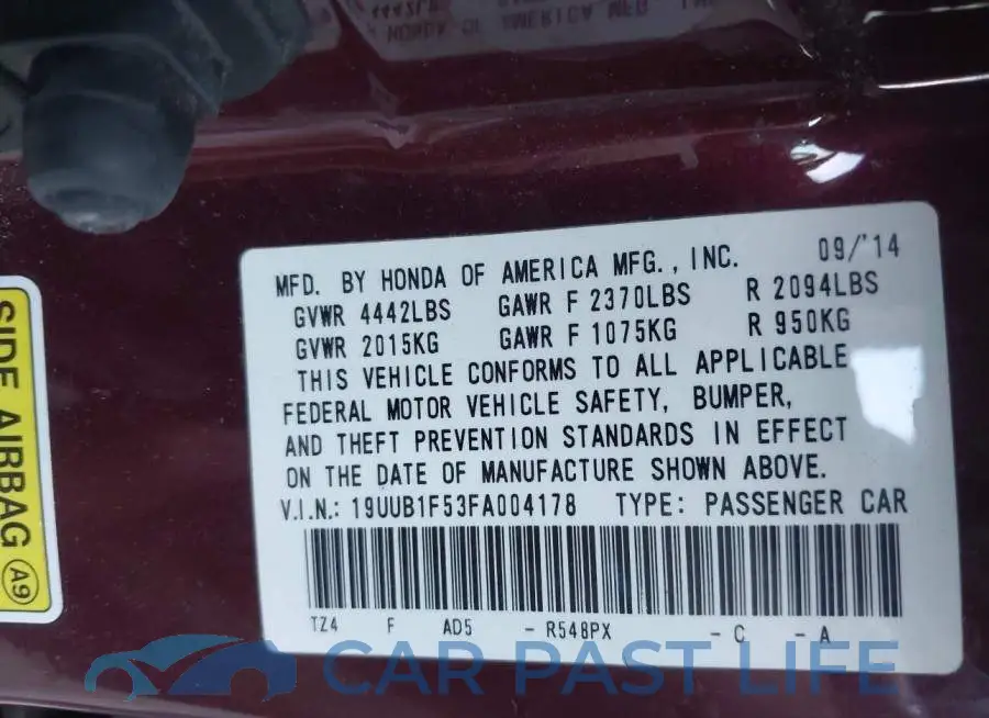 19UUB1F53FA004178# 9