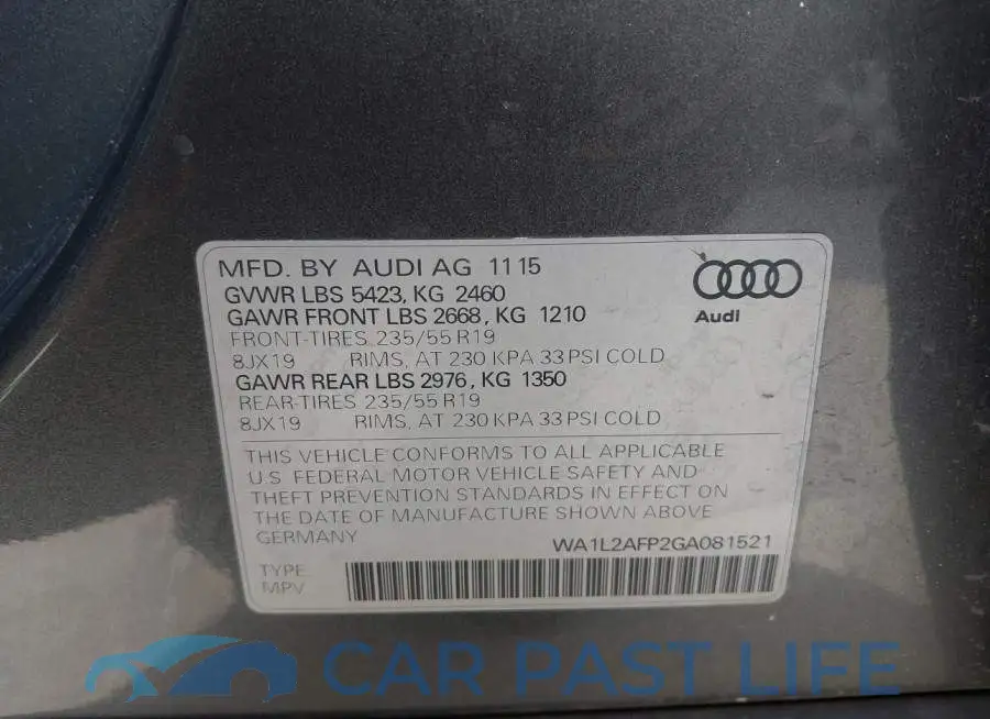 WA1L2AFP2GA081521# 9