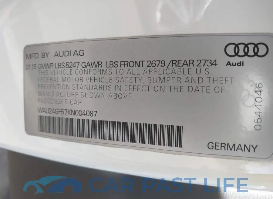 WAU24GF57KN004087# 9