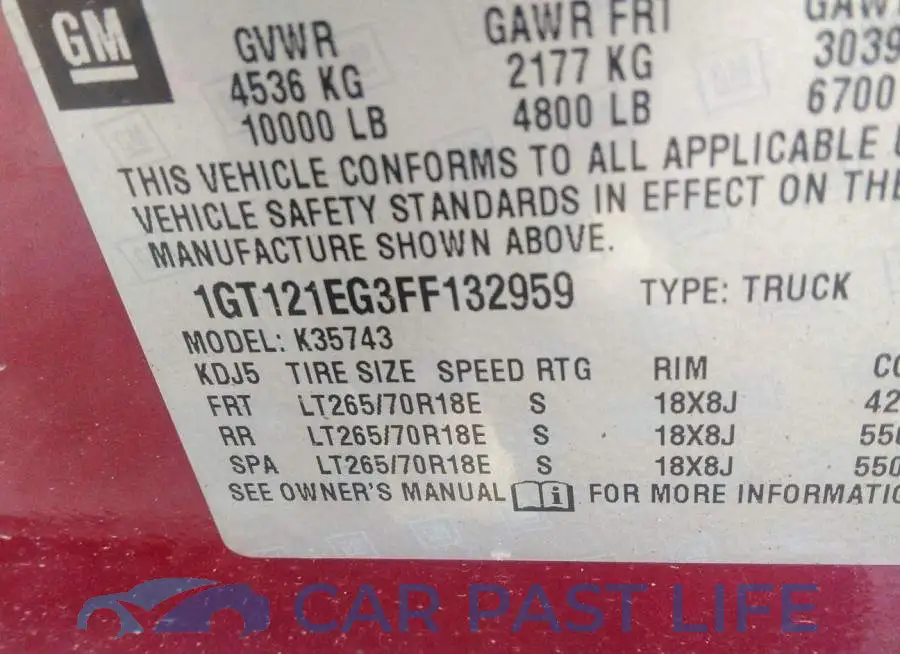 1GT121EG3FF132959# 9