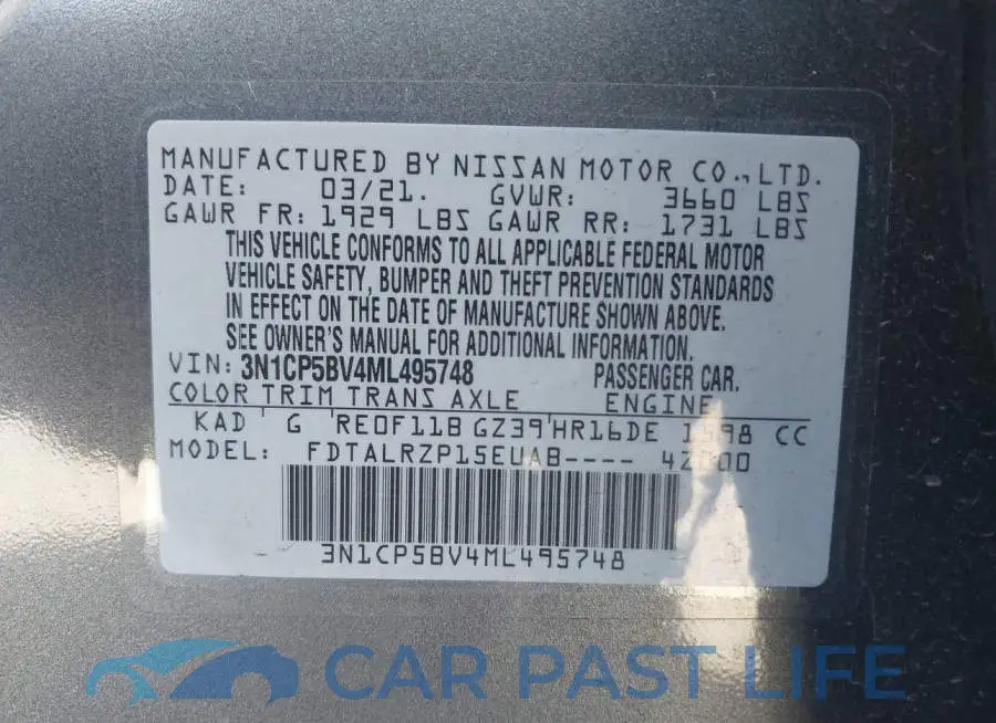 3N1CP5BV4ML495748# 9
