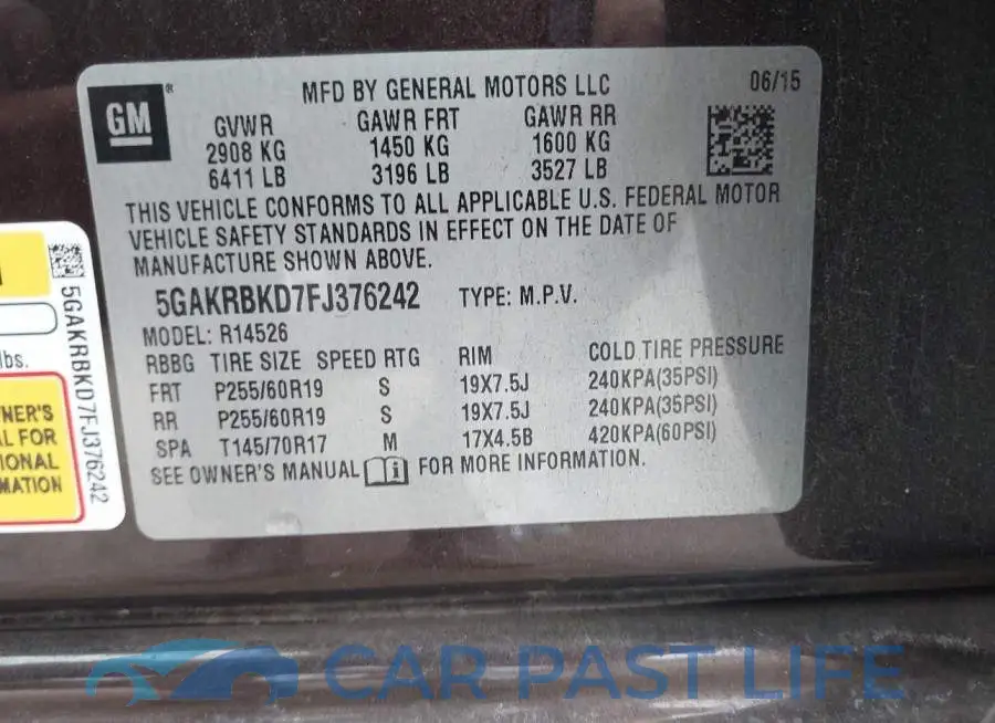 5GAKRBKD7FJ376242# 9