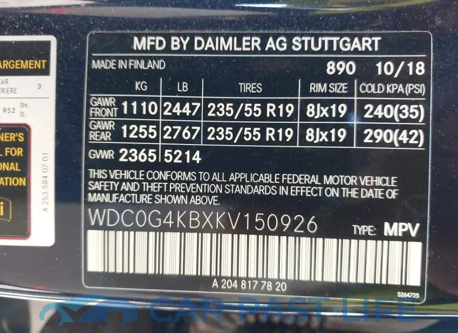 WDC0G4KBXKV150926# 9
