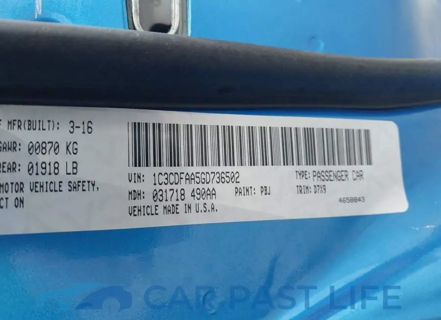 1C3CDFAA5GD736502# 9