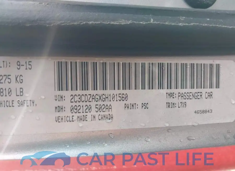 2C3CDZAGXGH101560# 9