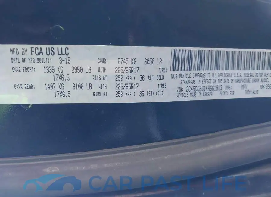 2C4RDGEG1KR661913# 9