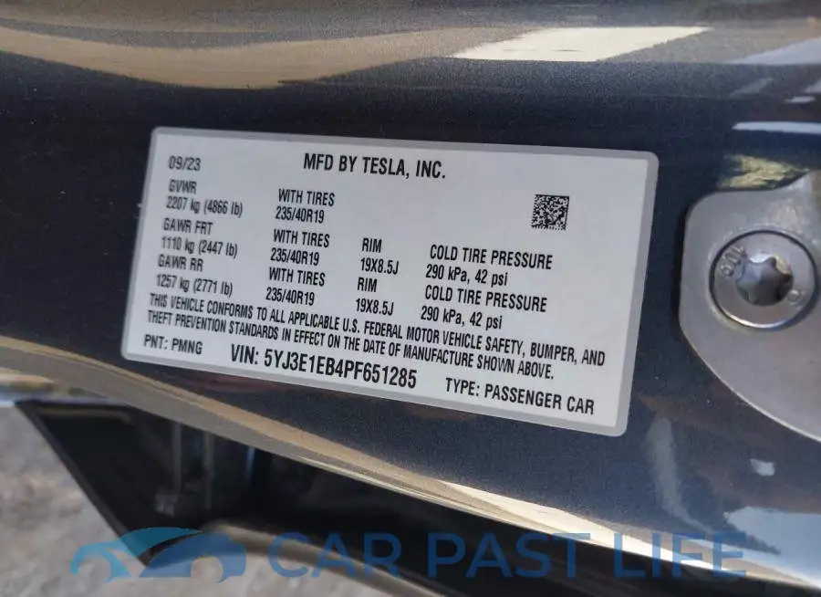 5YJ3E1EB4PF651285# 9