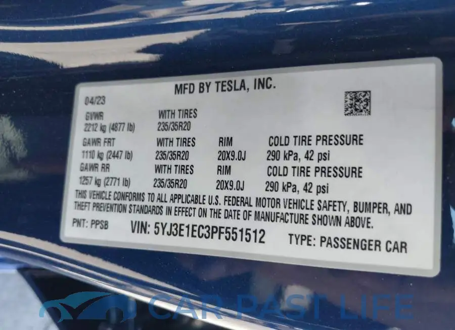 5YJ3E1EC3PF551512# 9