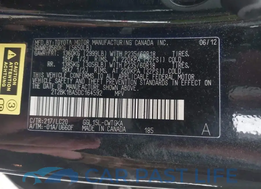 2T2BK1BA5DC164592# 9