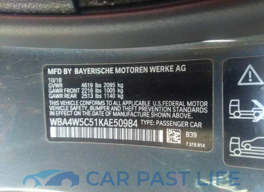 WBA4W5C51KAE50984# 9