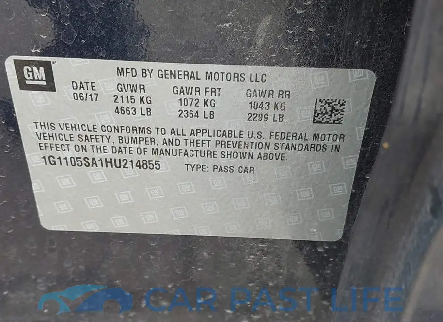 1G1105SA1HU214855# 9