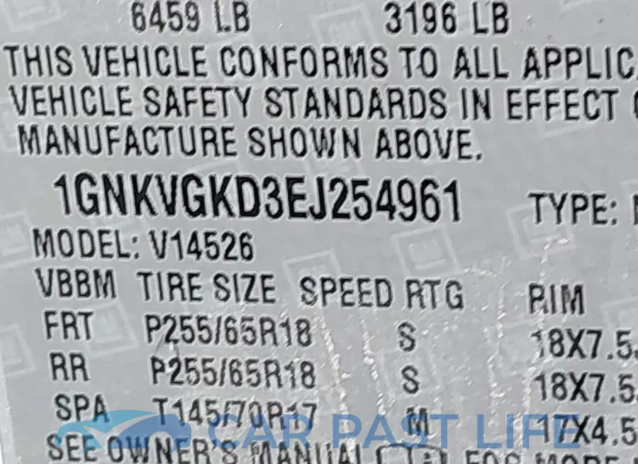 1GNKVGKD3EJ254961# 9