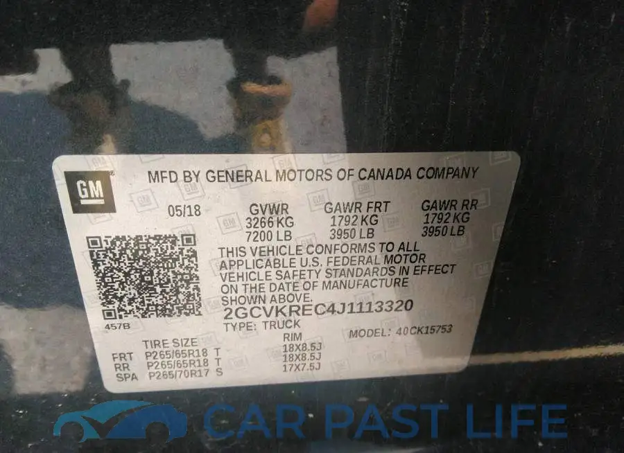 2GCVKREC4J1113320# 9