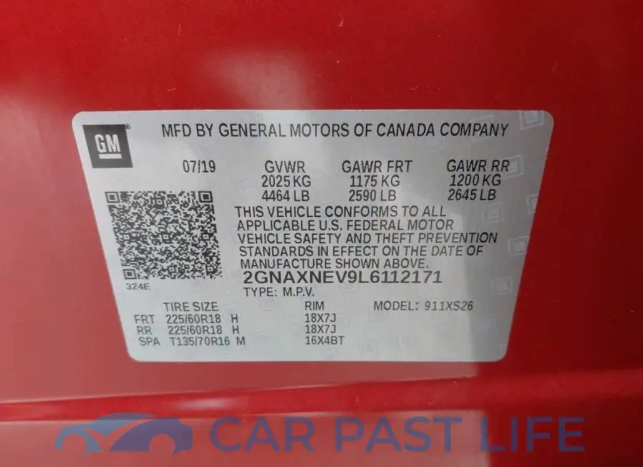 2GNAXNEV9L6112171# 9