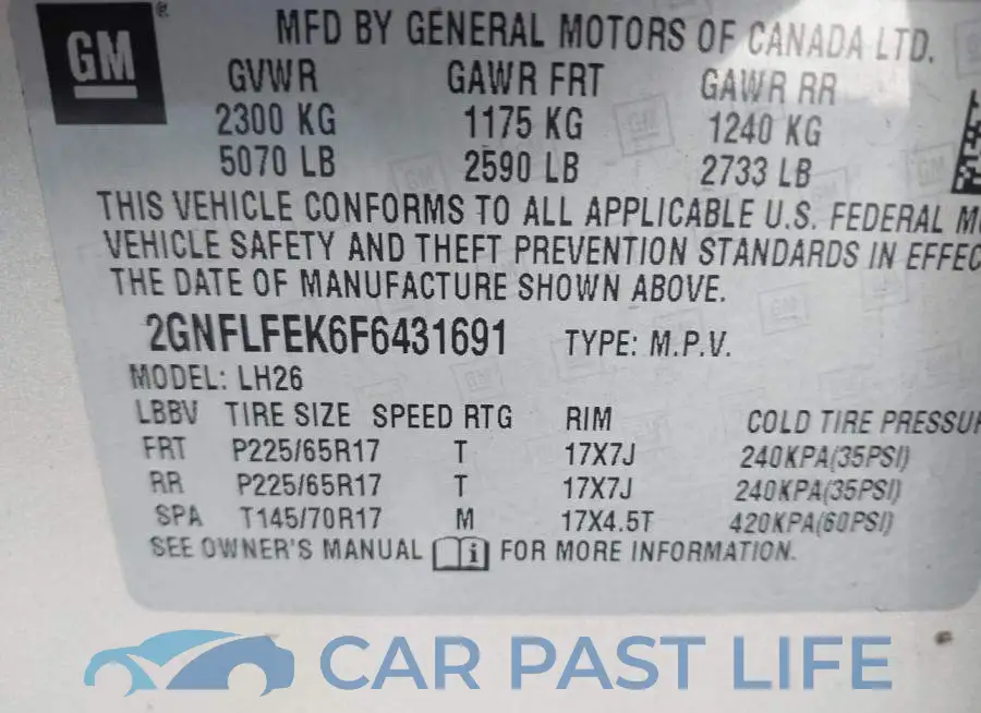 2GNFLFEK6F6431691# 9
