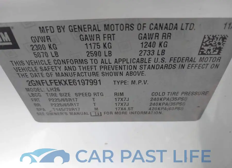 2GNFLFEKXE6197991# 9