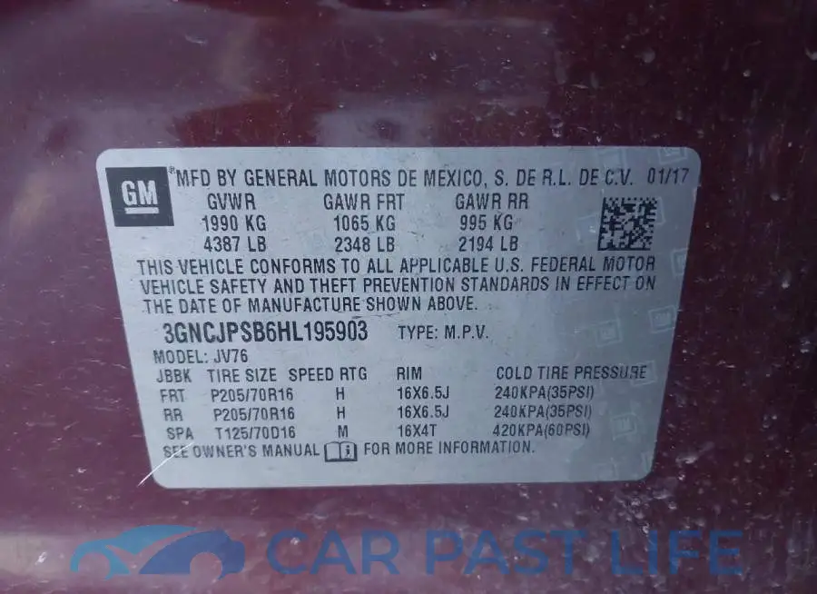 3GNCJPSB6HL195903# 9