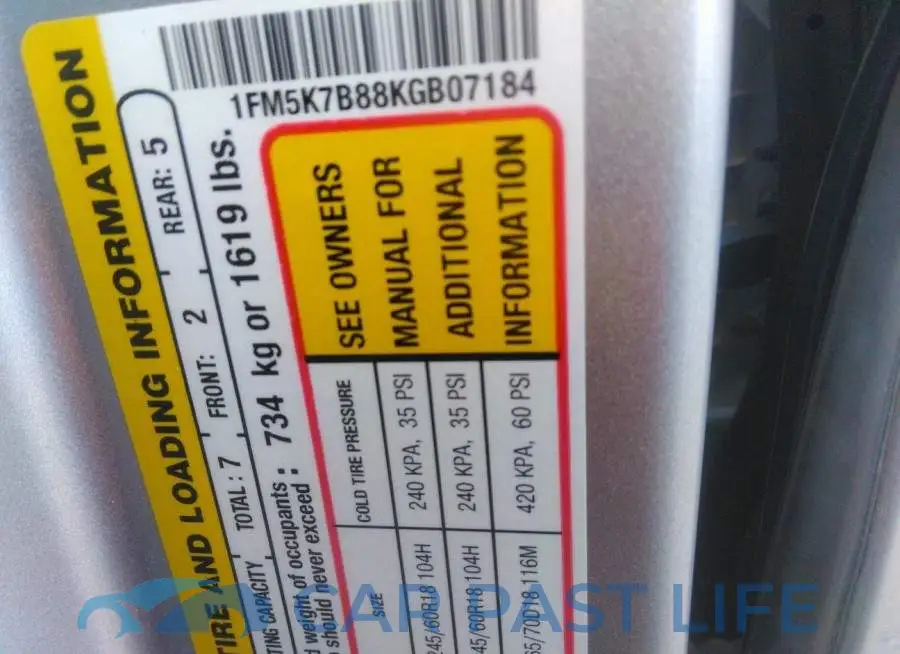 1FM5K7B88KGB07184# 9