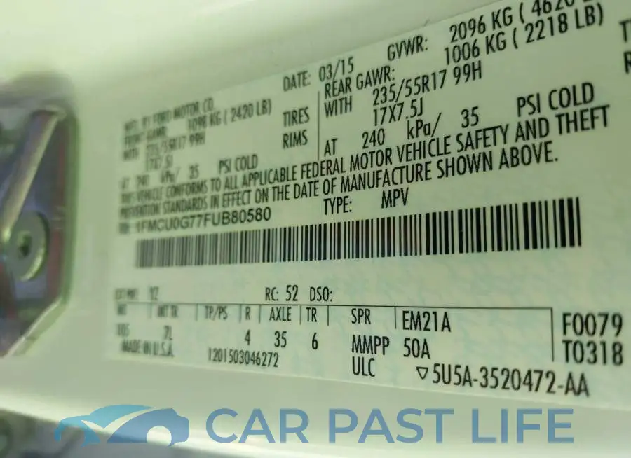 1FMCU0G77FUB80580# 9