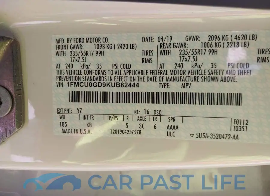 1FMCU0GD9KUB82444# 9