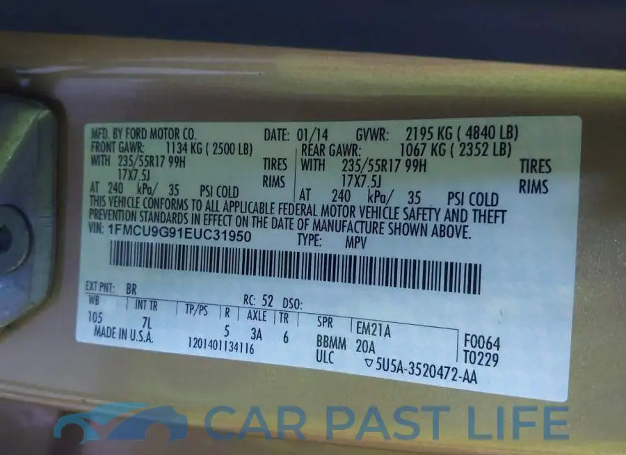 1FMCU9G91EUC31950# 9