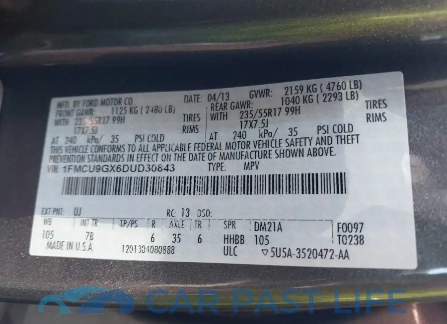 1FMCU9GX6DUD30843# 9