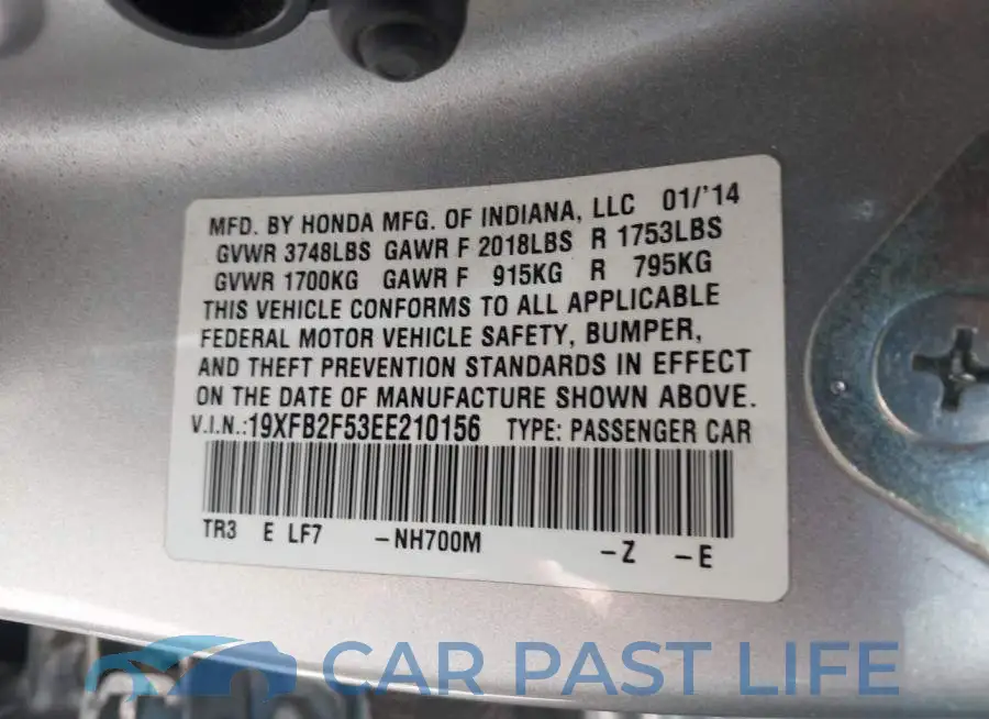 19XFB2F53EE210156# 9