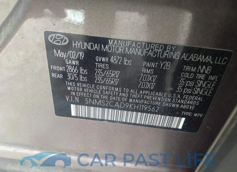 5NMS2CAD9KH119562# 9