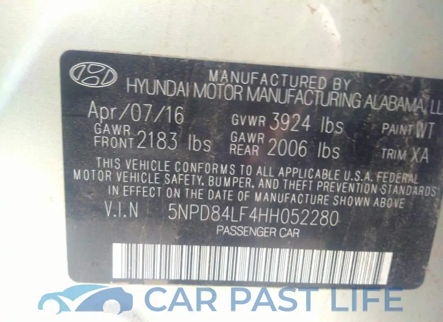 5NPD84LF4HH052280# 9