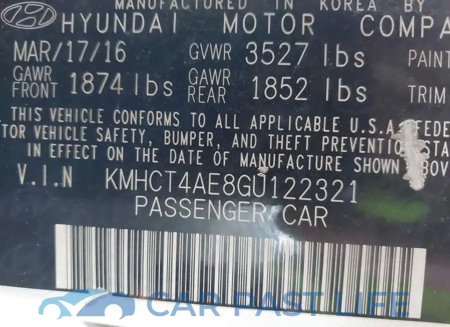 KMHCT4AE8GU122321# 9
