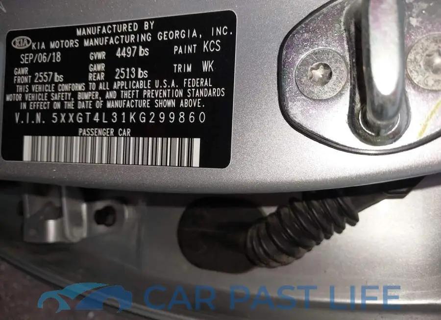 5XXGT4L31KG299860# 9