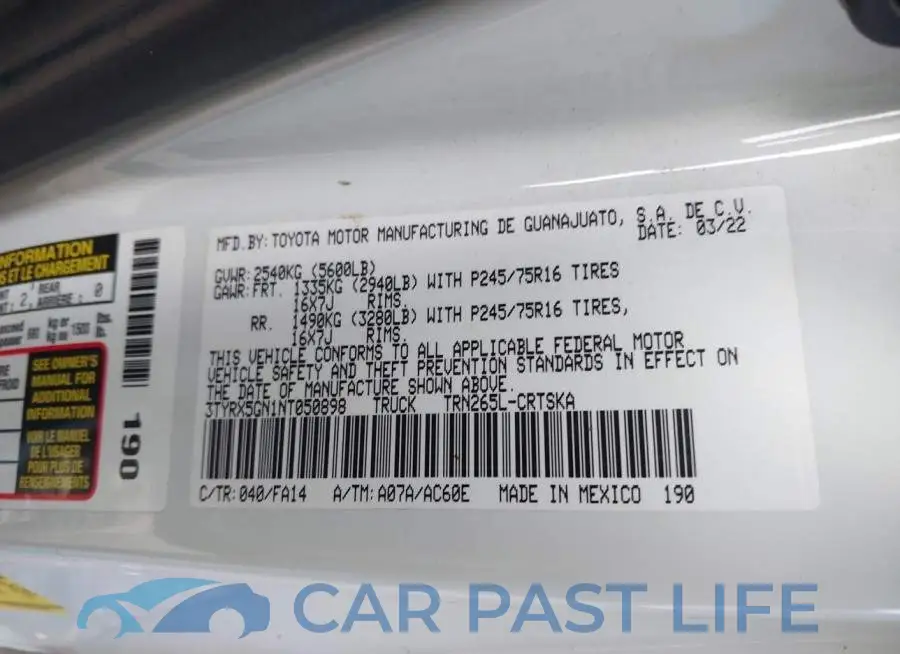 3TYRX5GN1NT050898# 9