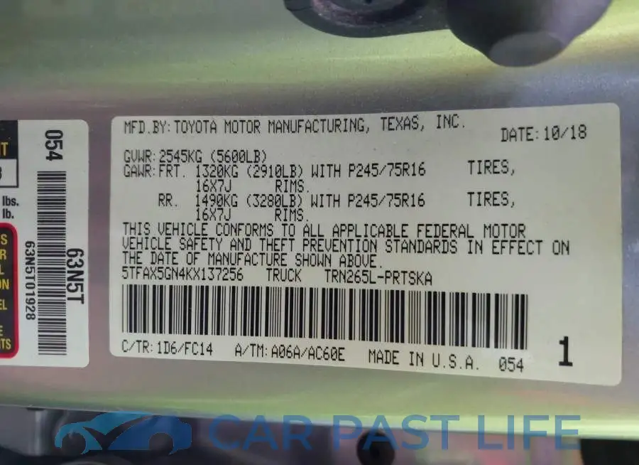5TFAX5GN4KX137256# 9