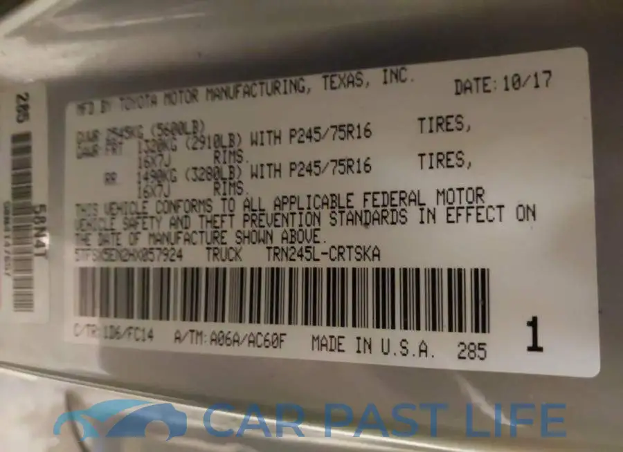 5TFSX5EN2HX057924# 9