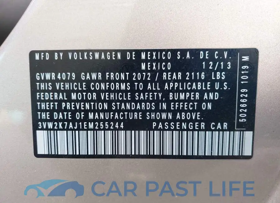 3VW2K7AJ1EM255244# 9