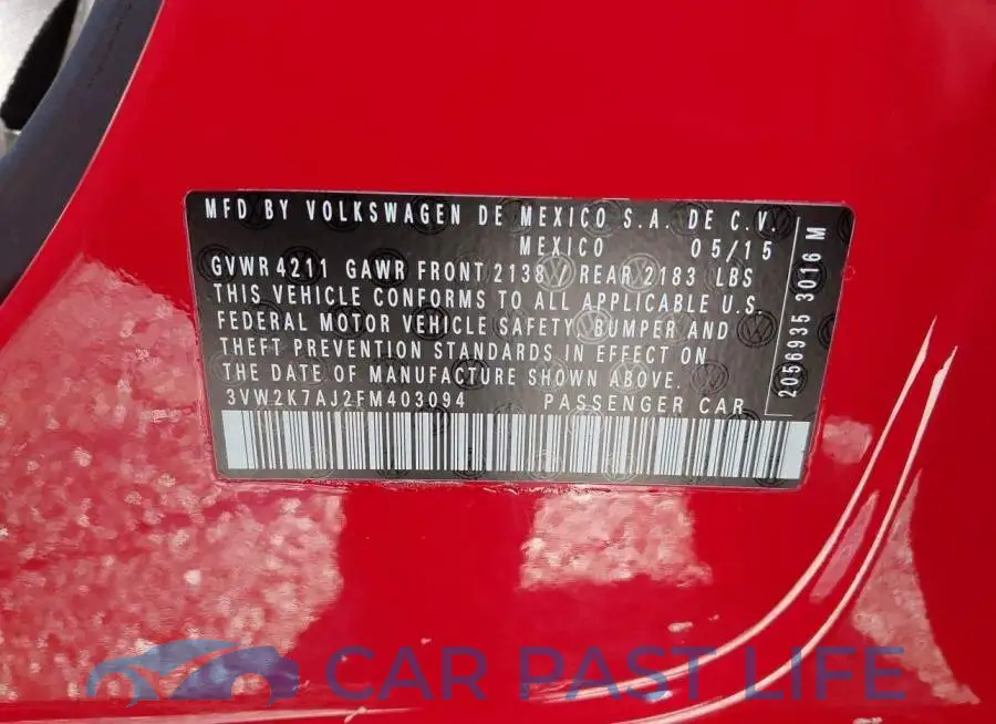 3VW2K7AJ2FM403094# 9
