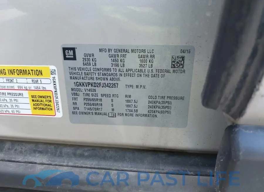 1GKKVPKD2FJ342267# 9