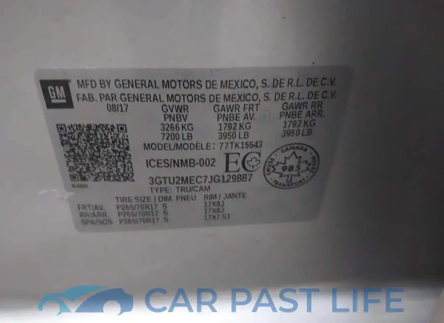 3GTU2MEC7JG129887# 9